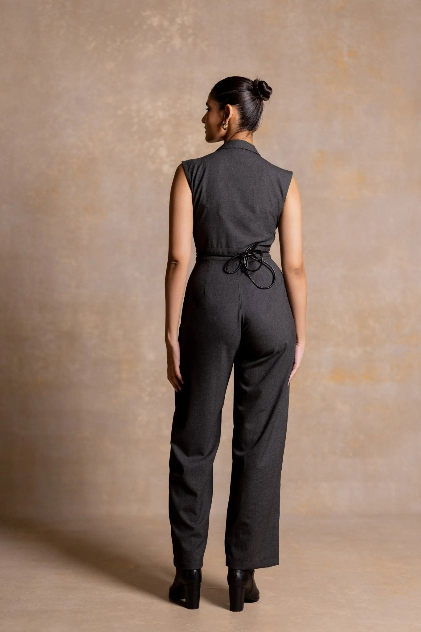 Lapel Collar V Neck Jumpsuit - Serrè Studios
