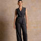 Lapel Collar V Neck Jumpsuit - Serrè Studios
